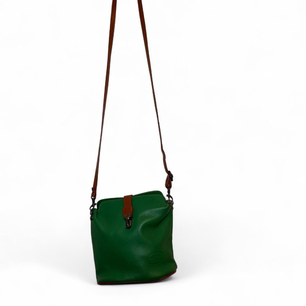 Stefano green leather purse with brown leather accents - Picture 2 of 7